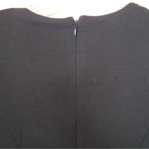 Saks Fifth Avenue Black Asymmetrical Faux Wrap Midi Dress 4 - Picture 7 of 7